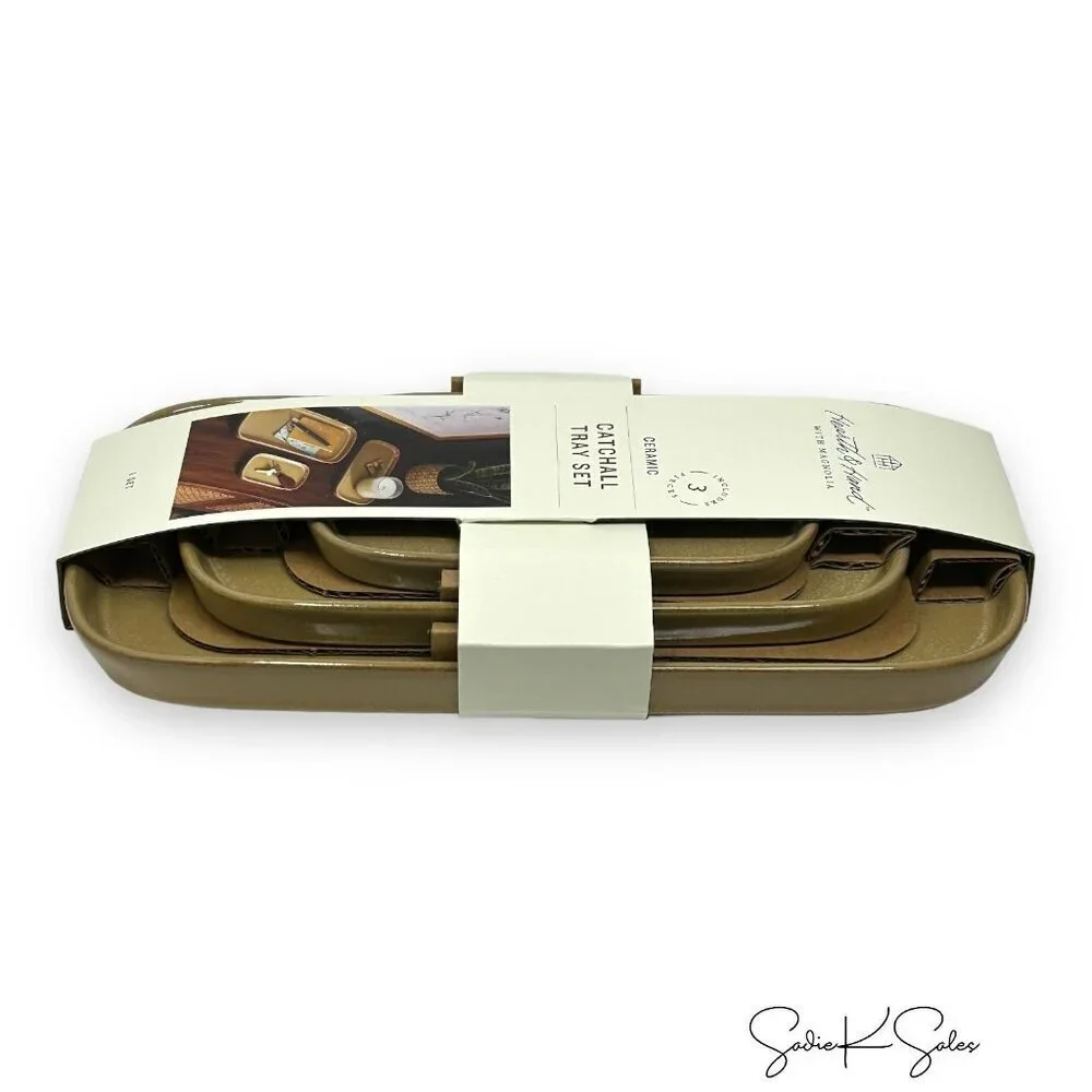 Hearth & Hand‎ Magnolia 3pc Decorative Ceramic CatchAll Tray Set Tan - Target
